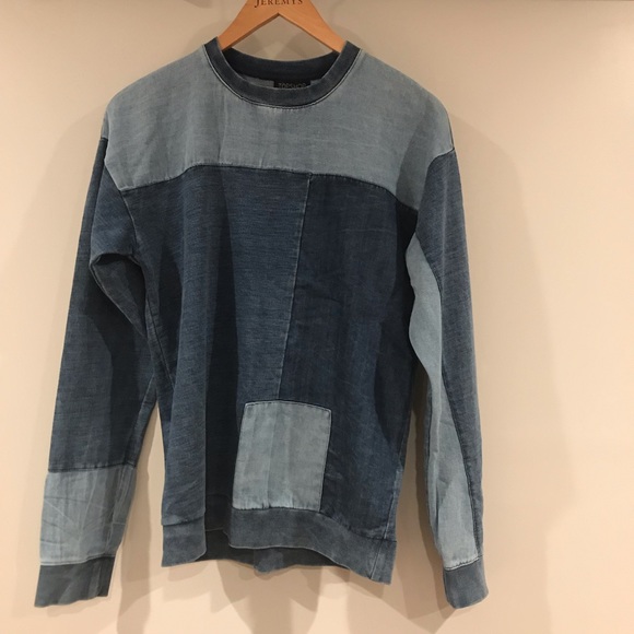 EUC Topshop |Denim Patchwork Sweatshirt - Picture 4 of 6